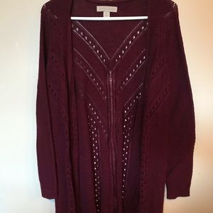 Burgundy stitches cardigan
